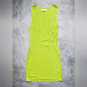 BEIGE BOTANY LIME GREEN DRESS MEDIUM
